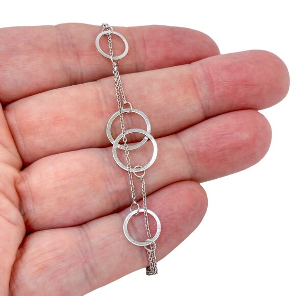 Interlocking Circles Bracelet | Vintage Sterling Silver 925 | 7" - Picture 2 of 5